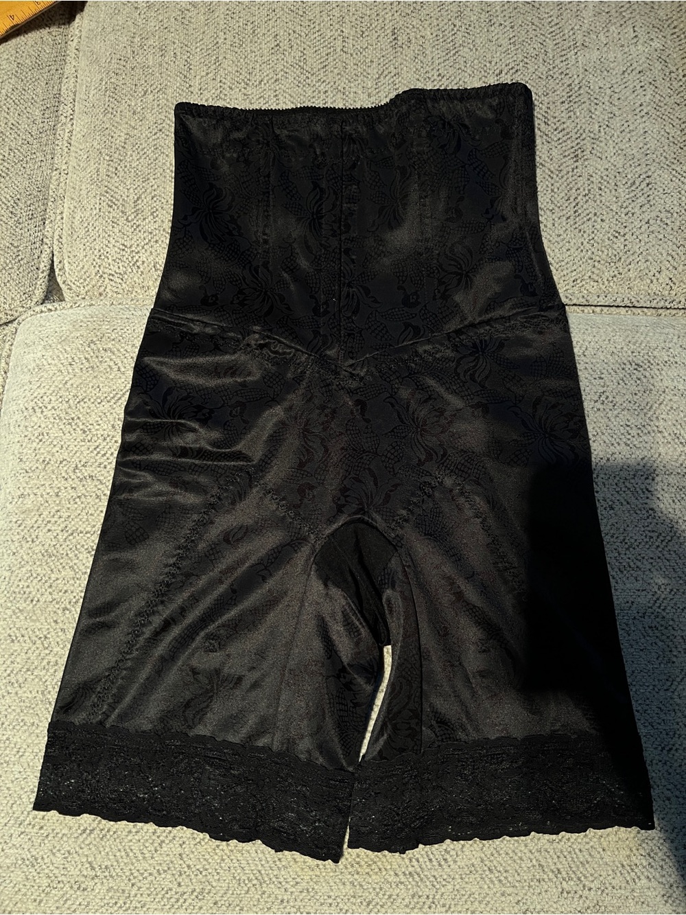 Flexees Black High-Waist Lace Hem Shaping Shorts